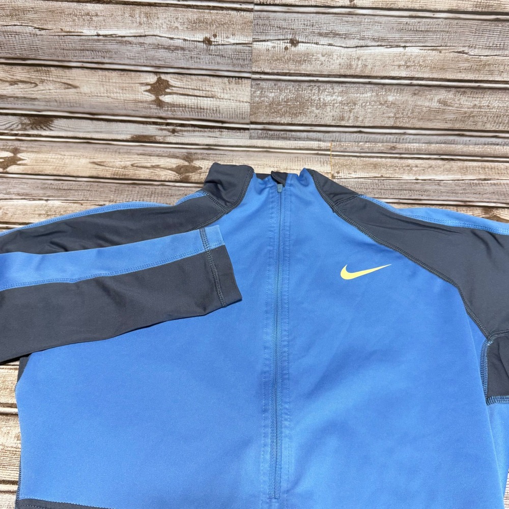 Nike Pro Dri-FIT Mens Large Quarter Zip Pullover Blue Long Sleeve See Pics